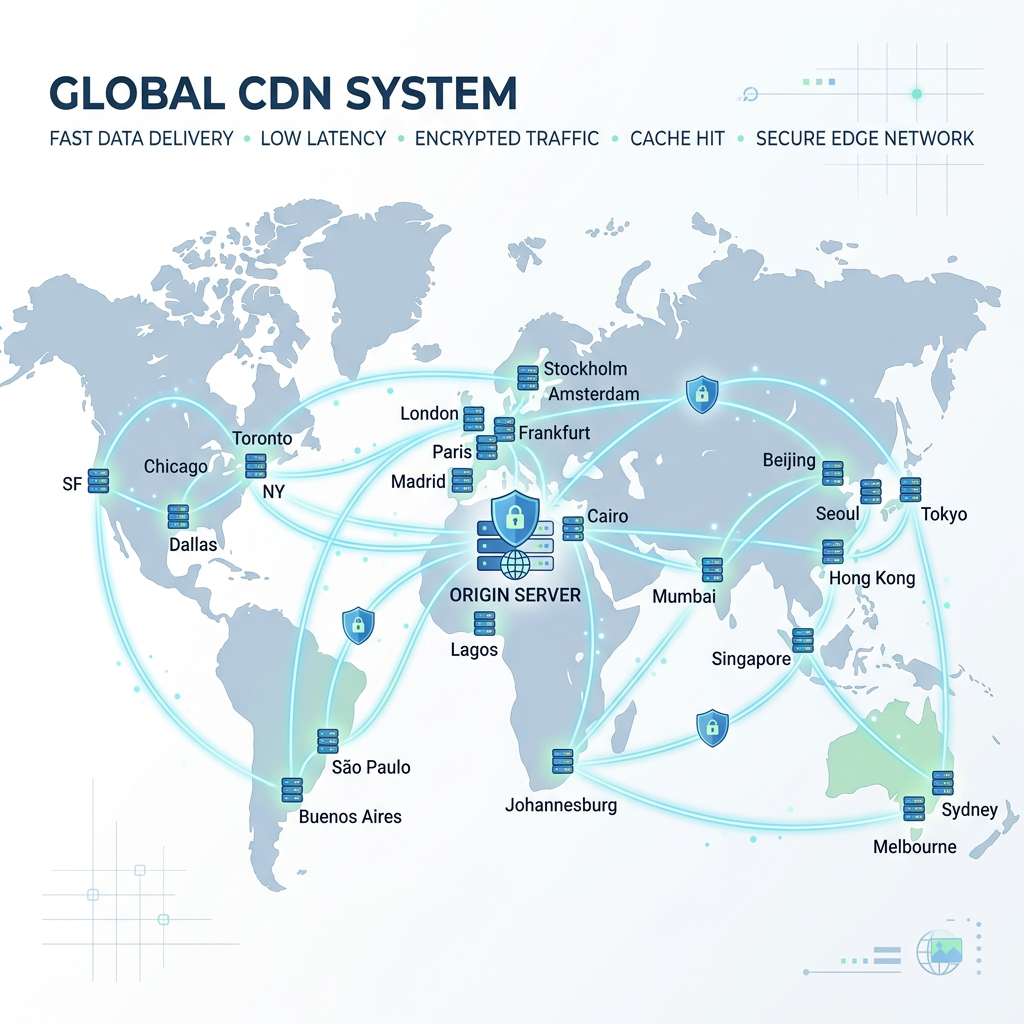 全球CDN网络节点示意图